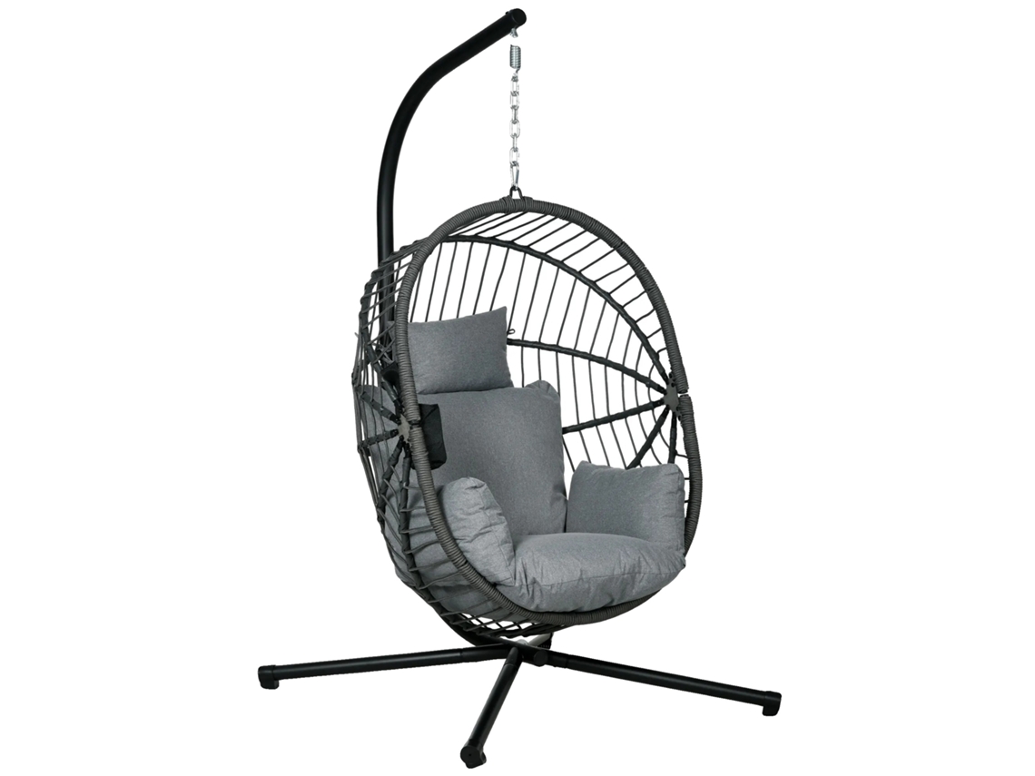 Cadeira Suspensa, Estrutura De Aço Durável, Design Estiloso, Cinza Escuro
