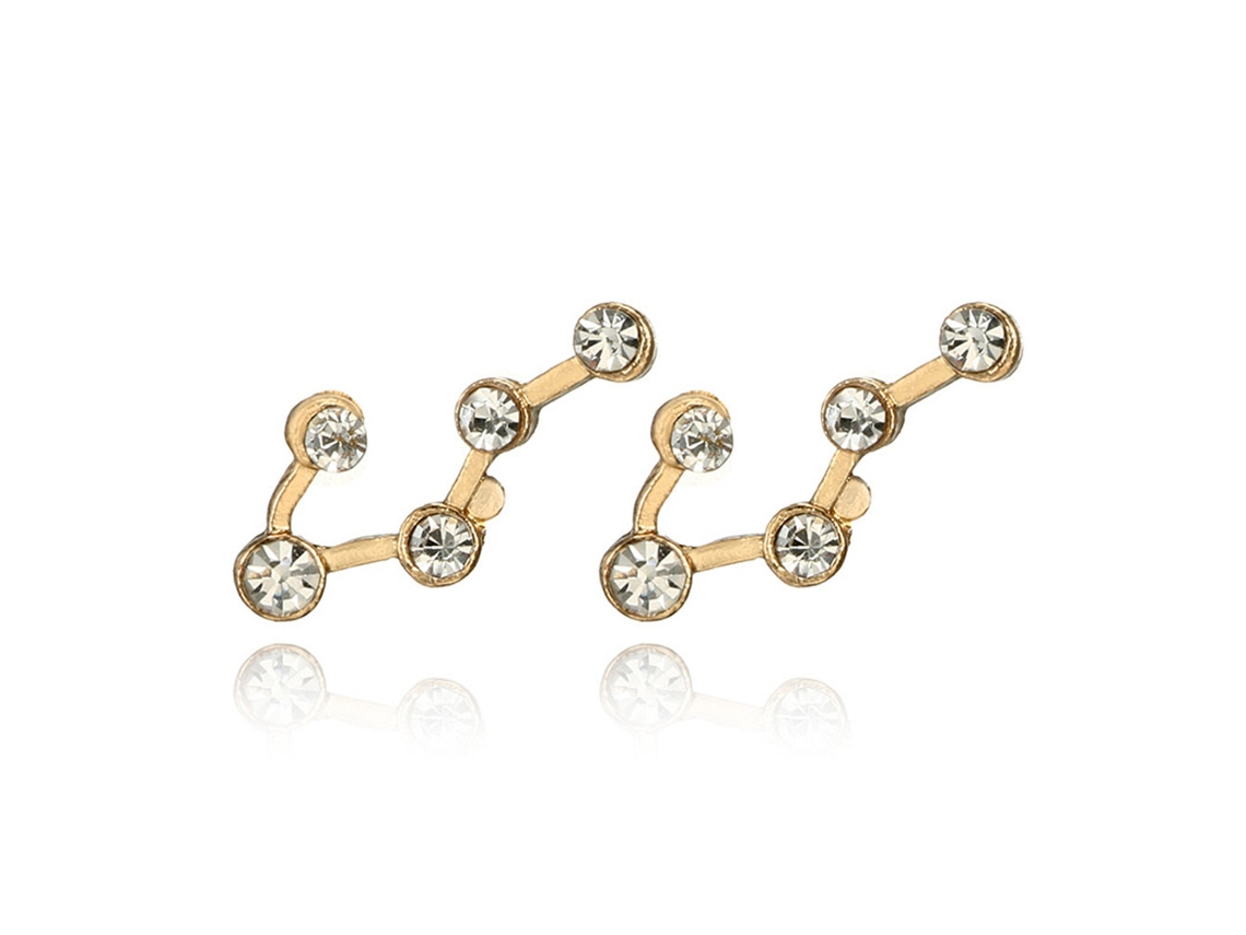 Brinco De Ouro Parede Romântica Pedras Strass