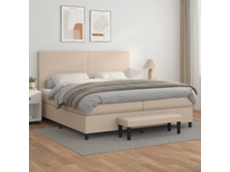 Vidaxl Cama Com Molas/colchão 200x200 Cm Couro Artificial Cappuccino