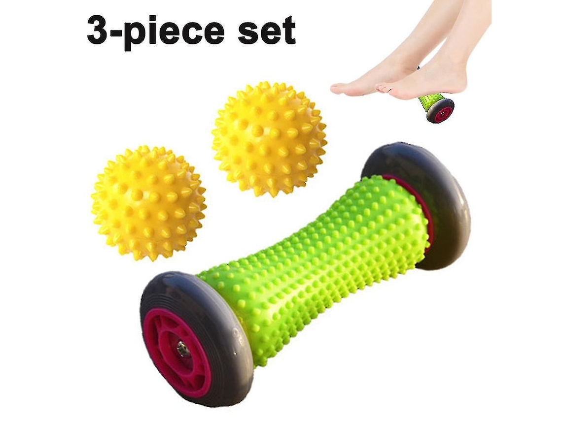 Lurelia Kit De Massagem Para Pés, Rolo E Bola, Fascite Plantar, Madeira, Amarelo, Uso Diário
