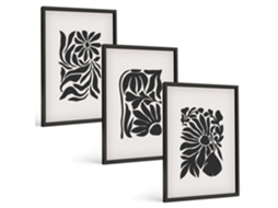 Conjunto De Pinturas Padrões Abstratos De Plantas Espelharte (3 Peças 40x60 Cm)