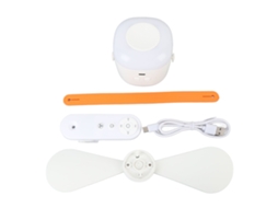 Ventilador de Teto com luz USB, recarregável, 4 velocidades, portátil, para acampamento ou camping | S/MARCA