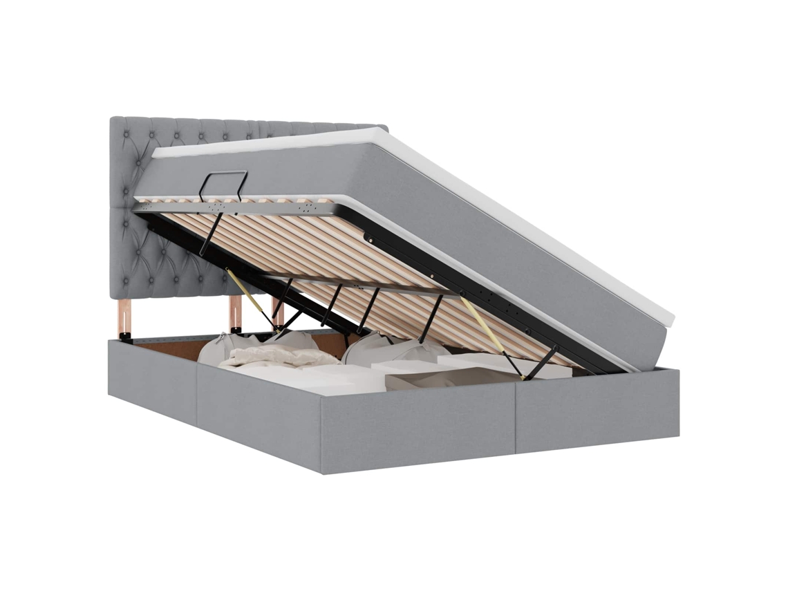 Cama com Arrumação e Led Cinzento Claro 140x200 cm MAISON EXCLUSIVE