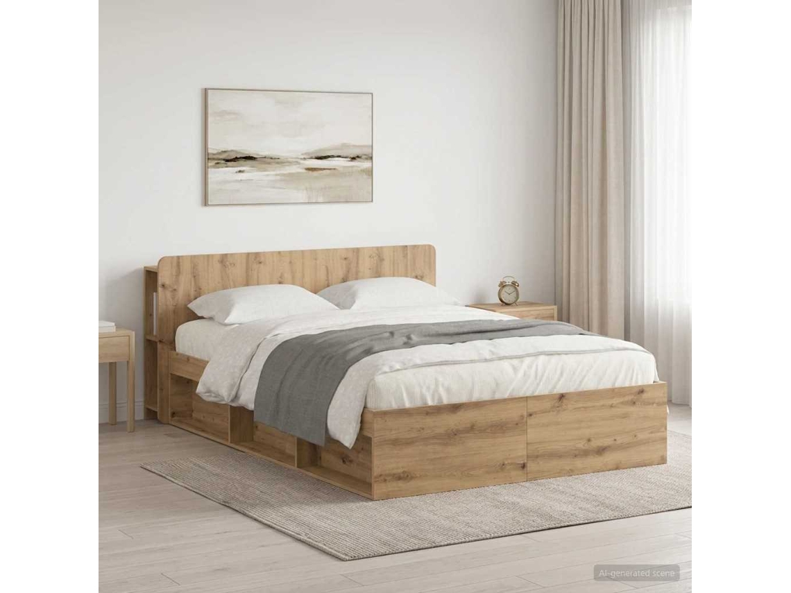 Vidaxl Estrutura De Cama Com Armazenamento Carvalho Arttisan