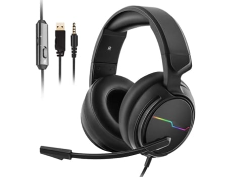 Auscultadores Estéreo para Jogos para Ps4 Ps5 Xbox One S com Cancelamento de Ruído Macios com Luz Led