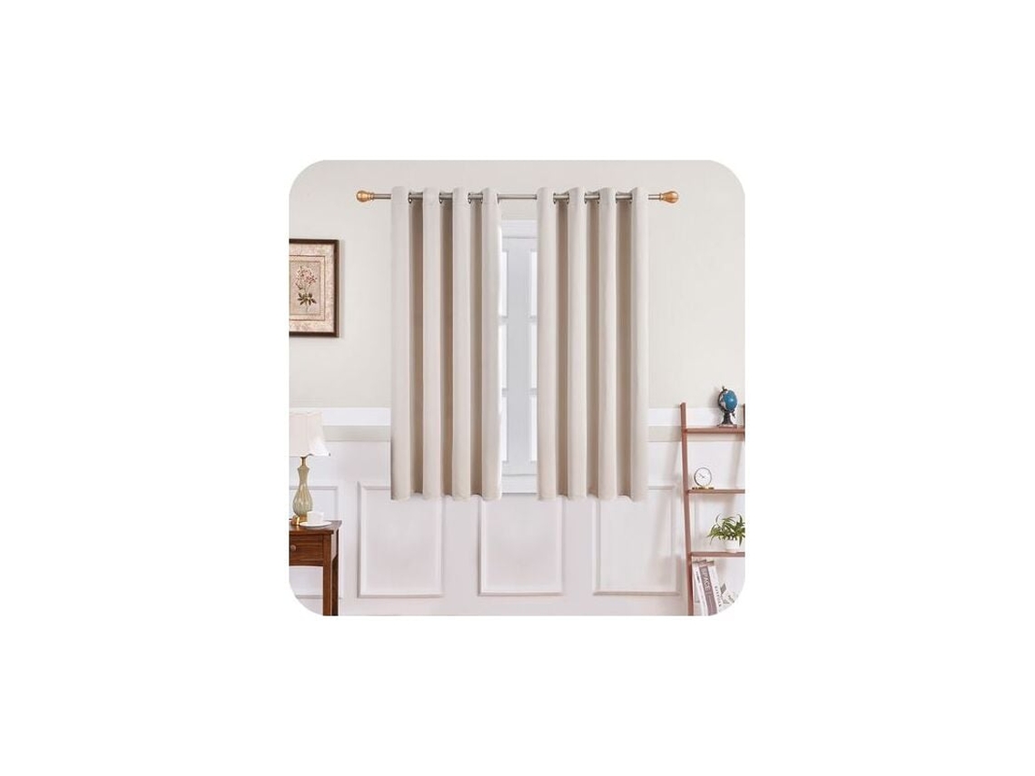 Cortina Blackout Térmica, Para Janela, Quarto E Sala, Ilhós, Alças Superiores, Lavável, 2 Peças, 140 X 160 Cm, Bege