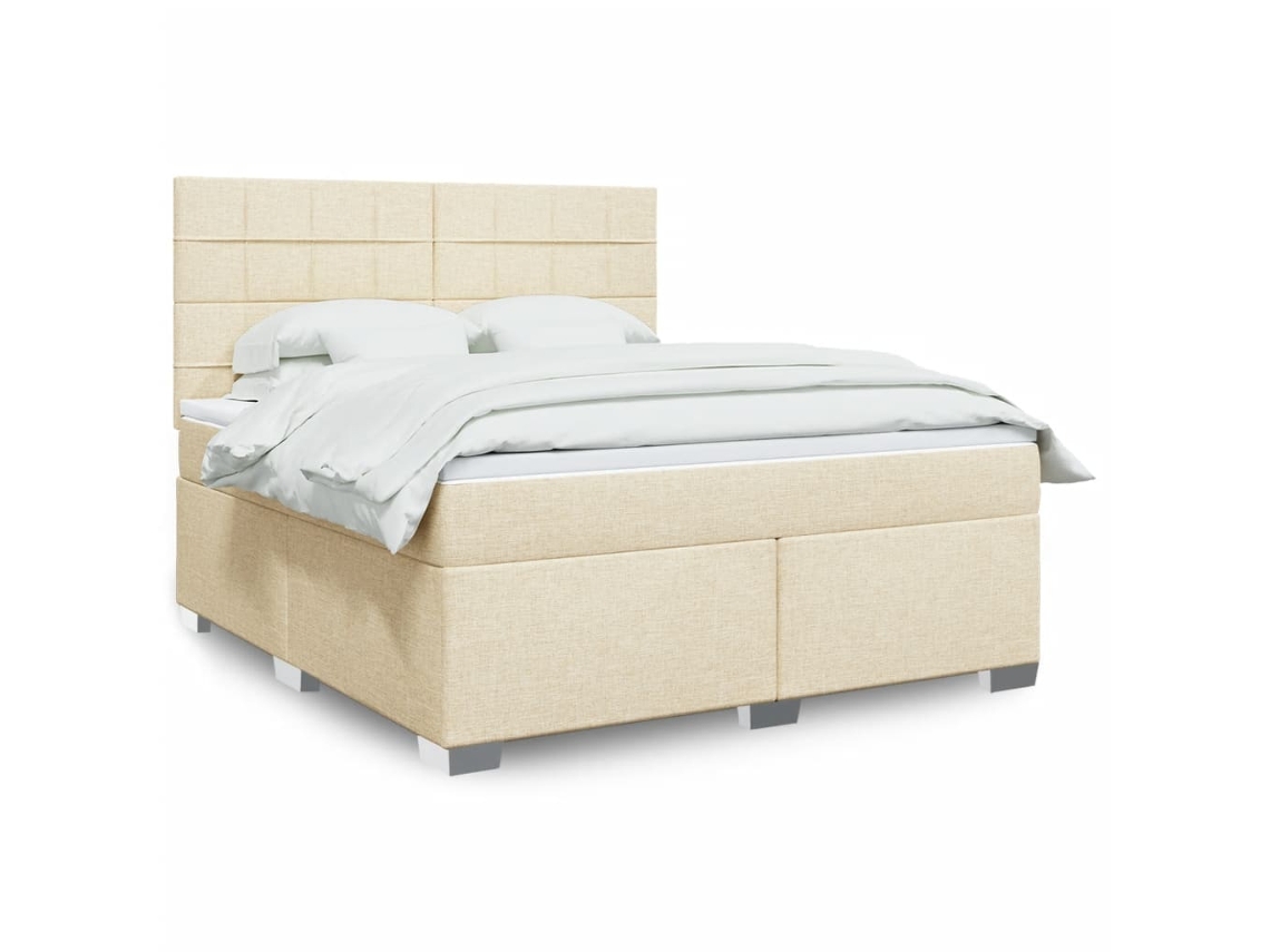 Vidaxl Cama Com Molas/colchão 180x200 Cm Tecido Cor Creme