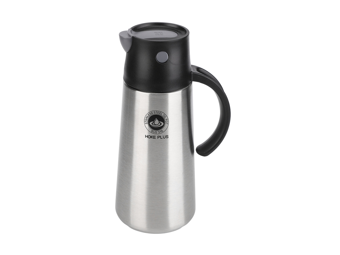 Nova Line garrafa Dispensadora de Óleo Inoxidável 750ml com Tampa Automática Antioxidante e À Prova de Vazamento para Cozinha Preta
