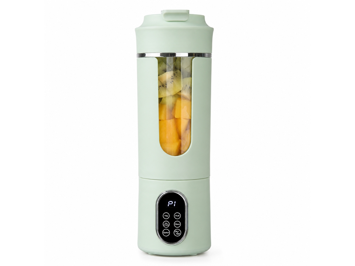 Liquidificador Portátil Recarregável Verde, 12 Lâminas, Tritura Gelo, Para Casa E Exterior, Painel Em Inglês