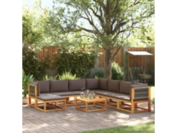 Vidaxl Conjunto De Sofás De Jardim Vidaxl De 9 Peças Com Almofadas De Madeira De Acácia E Corda
