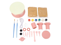 Rodízio De Cerâmica Para Crianças Com Ferramentas E Pintura Conjunto Completo Iniciantes Rosa