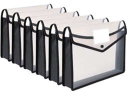 Ts, Conjunto de 6 Pastas Plásticas Expansíveis com Fecho de Pressão, Compartimento para Cartões e Bolso Premium BRILVIBERA