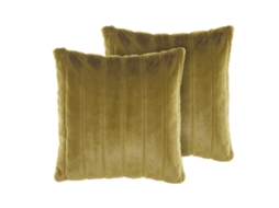 Conjunto De 2 Almofadas Decorativas Beliani Pumila De Pelo Sintético Verde-oliva 45x45x10