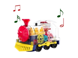 Ats brinquedo Educatsivo de Trem Elétrico com Engrenagens Transparentes, Música e Luzes Rotatsórias para Crianças