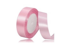 Cinta De Seda Rosa 25mm X 22 Metros, Cinta De Tela De Cor Sólida Para Decoração E Artesanato