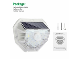 Luminária de parede LED com sensor de movimento PIR ajustável e movida a energia solar Slowmoose para ambientes externos