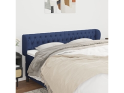 Vidaxl Cabeceira De Cama C/ Abas Tecido 203x23x78/88 Cm Azul