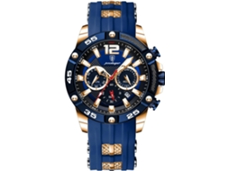 Lurelia Relógio Cronógrafo Masculino, Movimento De Quartzo, Luminoso, Pele, Silicone, Resistente À Água 30m, Azul