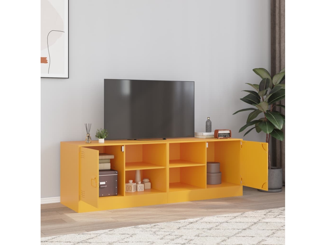 Vidaxl Móveis De Tv 2 Pcs 67x39x44 Cm Aço Amarelo Mostarda