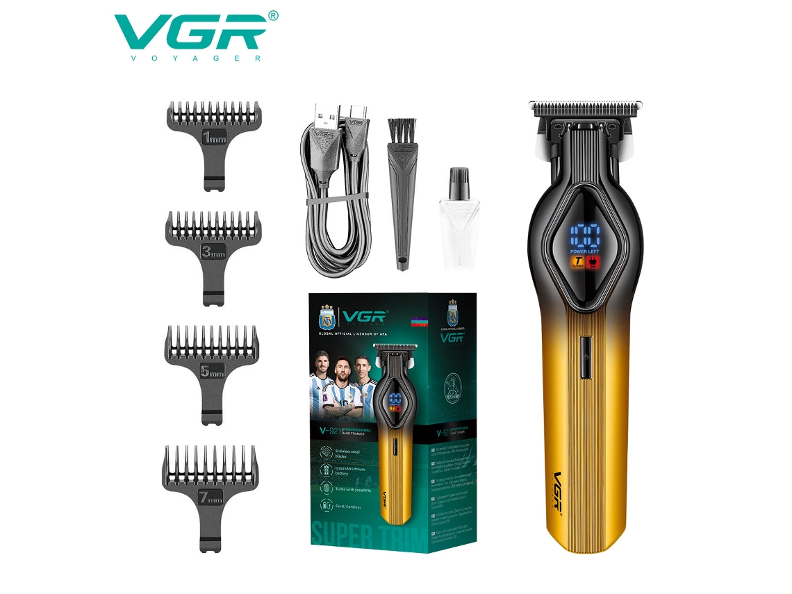 (dourado) Máquina De Cortar Cabelo Elétrica Com Visor Digital Lcd E Gravação Para Uso Especial Em Cabelo Cor De Salmão