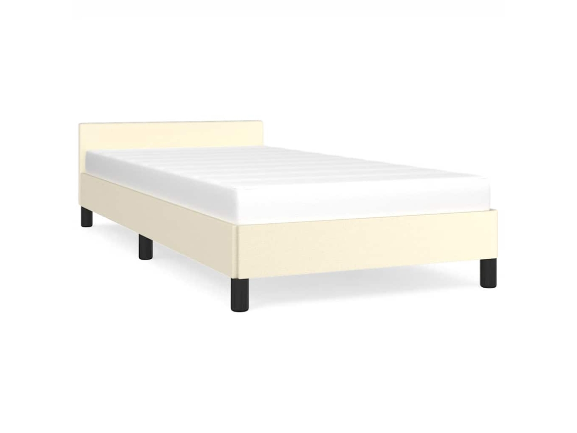 Bed Frame With Headboard, Bed Frames With Headboard Vidaxl Creme Couro Artificial (80 X 200 Cm)