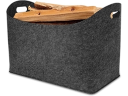 Cesto De Feltro Para Lenha, 55x30x40cm, Com Alça Reforçada, Bolsa Para Guardar Lenha, Jornais E Roupas, Acessórios Para Lareira Cinza Escuro