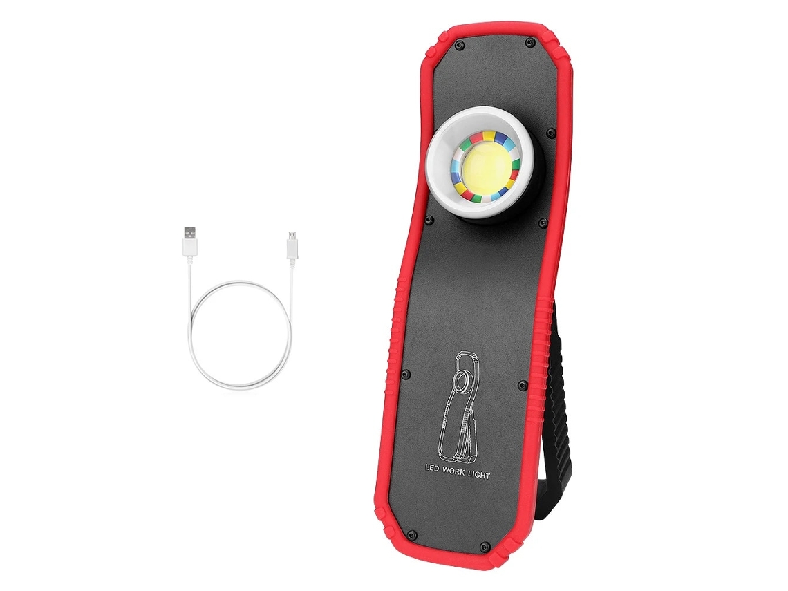 Lanterna De Trabalho Led Cob Recarregável Usb Magnética Com Gancho