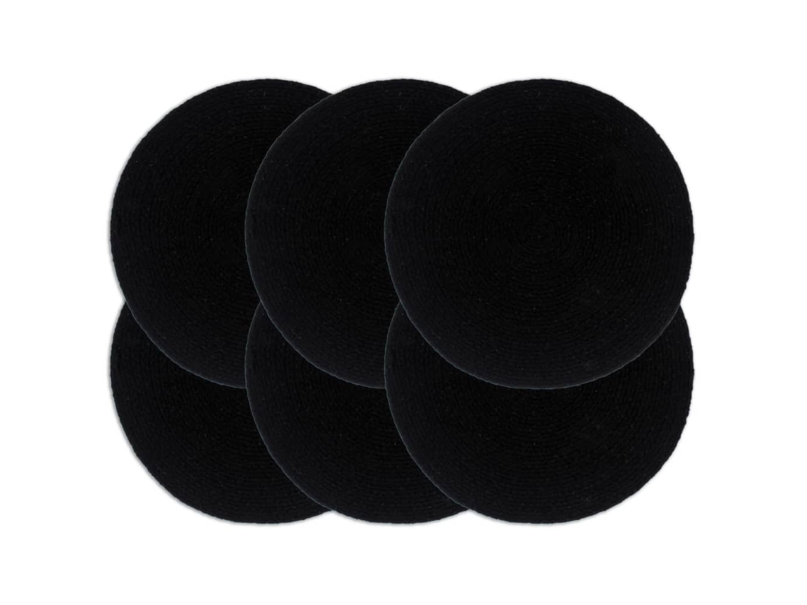 Placemat, Placemats Vidaxl Preto Algodão (n/a)