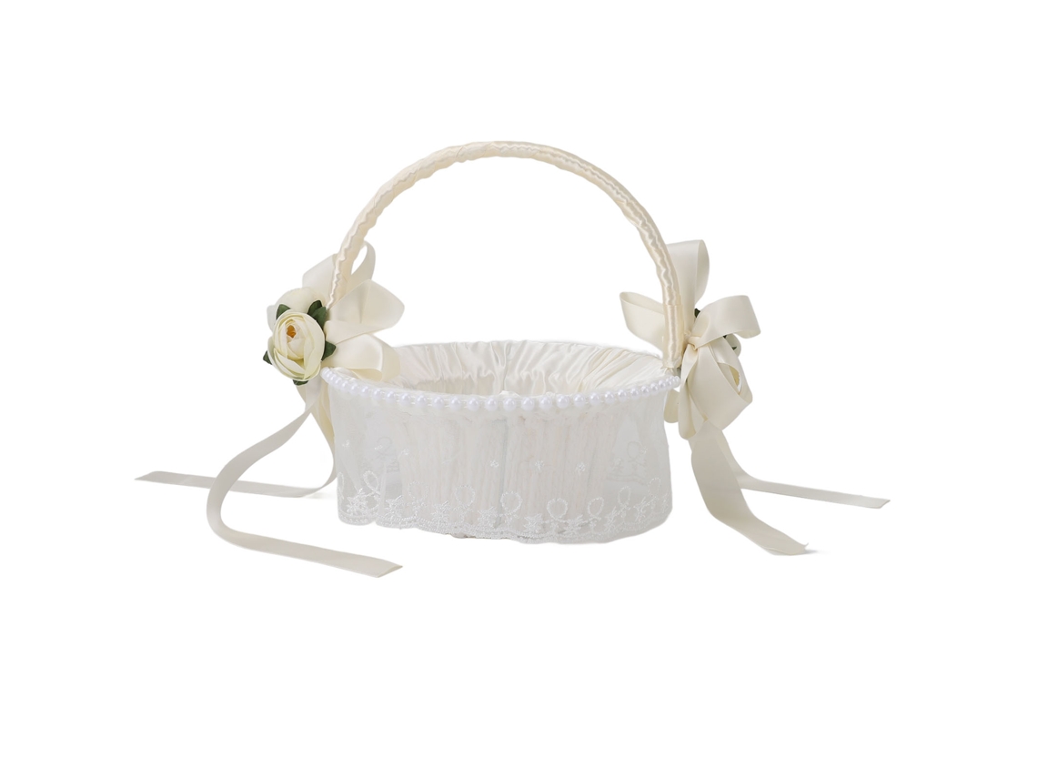 Cesta Romântica Elegante Leve Tecida À Mão Para Menina De Honra Com Pétalas 5798