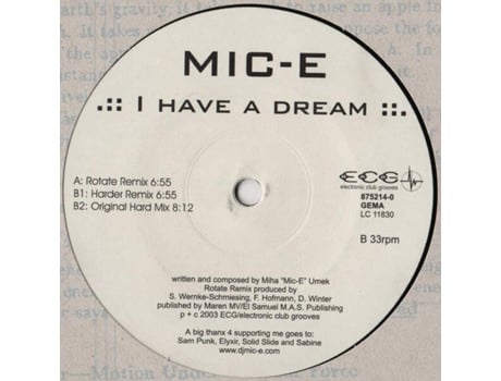 Vinil I Have A Dream Electronic Club Grooves