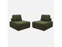 Poltronas De 1 Lugar Para Sofá Modular Com Almofada De Tecido Boucle, Conjunto De 2, Verde Caqui Sweeek