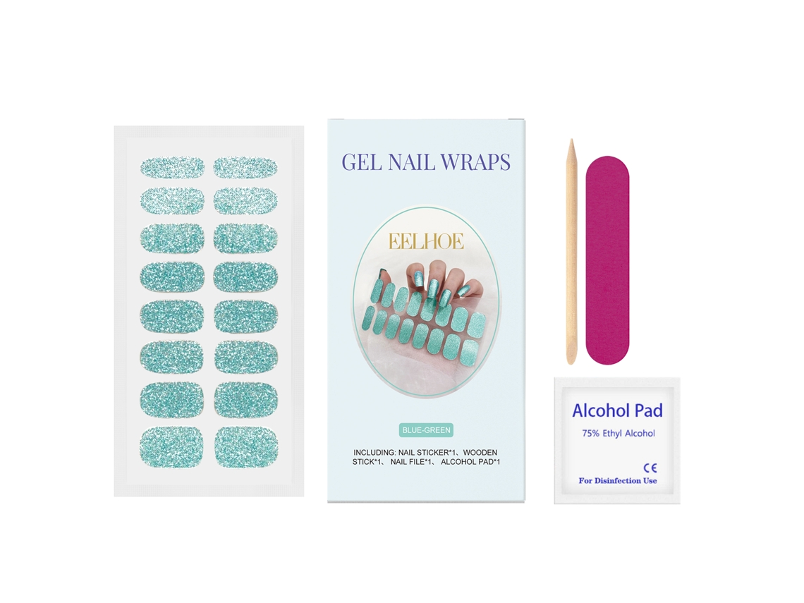 Decorações de Unhas com Adesivos Gel Mole Turquesa com Brilho LAXISCREED