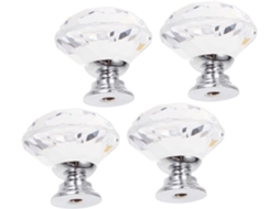 Nuobesty Conjunto De 4-puxadores Cristal Para Portas Armários, Com Instalação Em Furo Único, Ideais Para Guarda Roupas