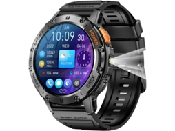 Relógio inteligente militar masculino Bestvite com lanterna LED, tela AMOLED HD de 1,43", à prova d'água, relógio esportivo
