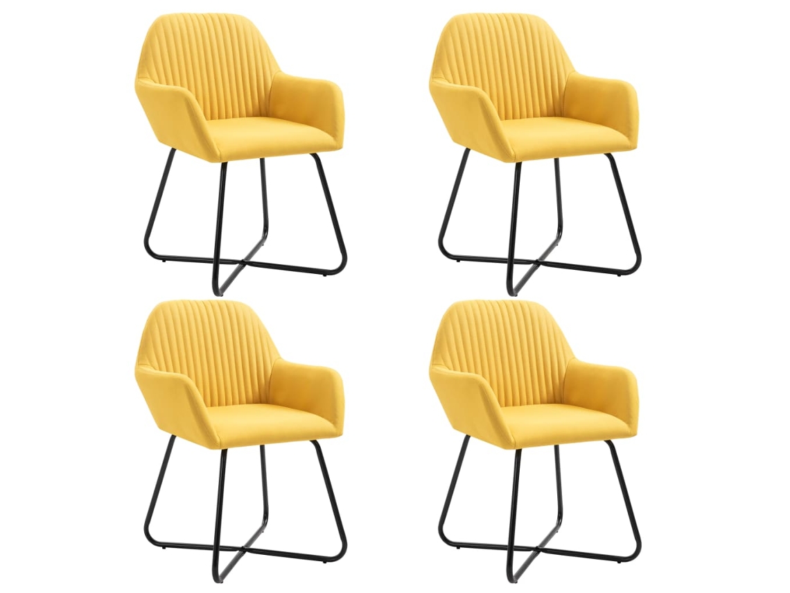 Vidaxl Cadeiras De Jantar 4 Pcs Tecido Amarelo