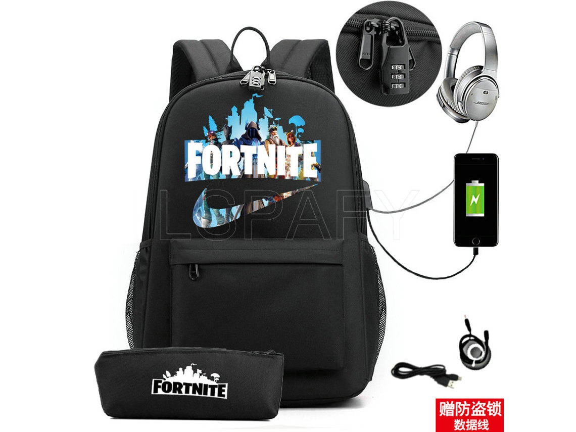 Fortnite Mochila de Estudante Recarregável Usb para Impressão