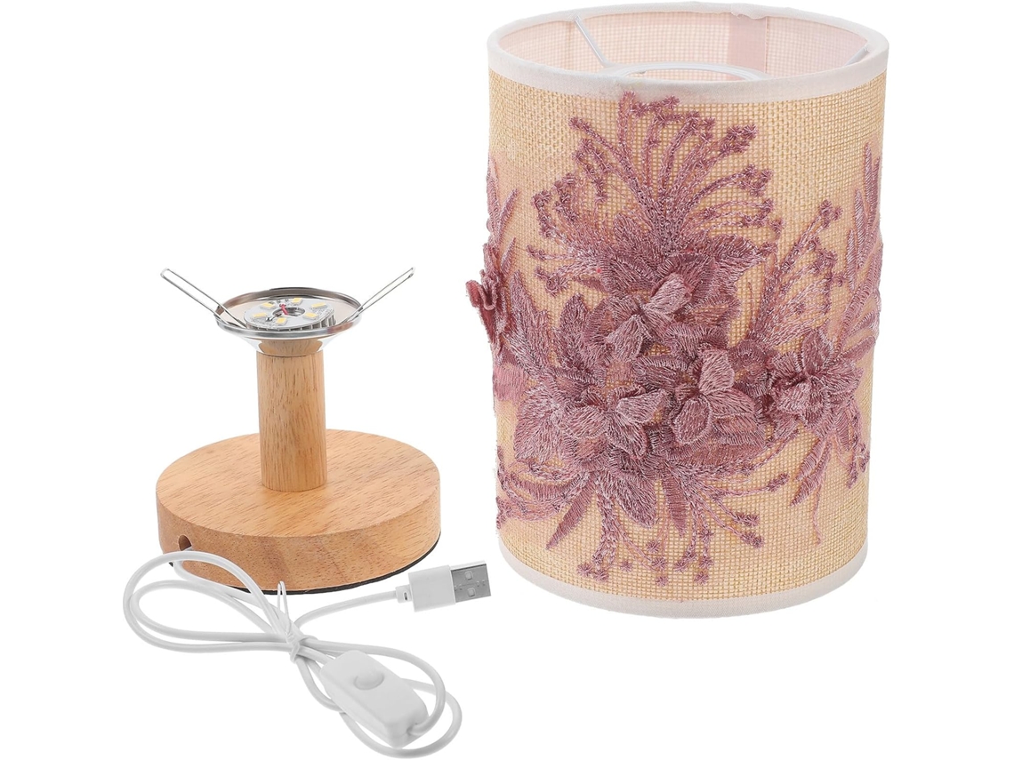 Abajur De Mesa Usb Em Tecido Com Cúpula 3d Para Quarto.