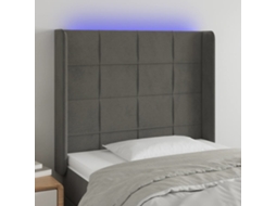 Vidaxl Cabeceira De Cama C/ Led Veludo 103x16x118/128 Cm Cinza-escuro