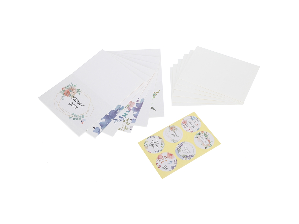 24 Cartões De Saudação Em Branco Com Envelopes E Adesivos Para Presentes Festivos 7x10.5cm Thank You
