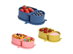 Conjunto 3 Lancheiras - Caixa Snacks - Para Piqueniques, Escola E Escritório - Silicone - Azul/rosa/amarelo
