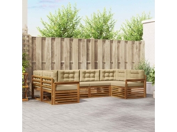 Vidaxl Conjunto De Sofás Para Exterior 6 Unid. Natural E Bege