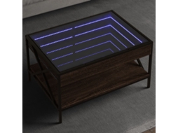 Vidaxl Mesa De Centro Luzes Led Infinity 70x50x38 Cm Carvalho Castanho