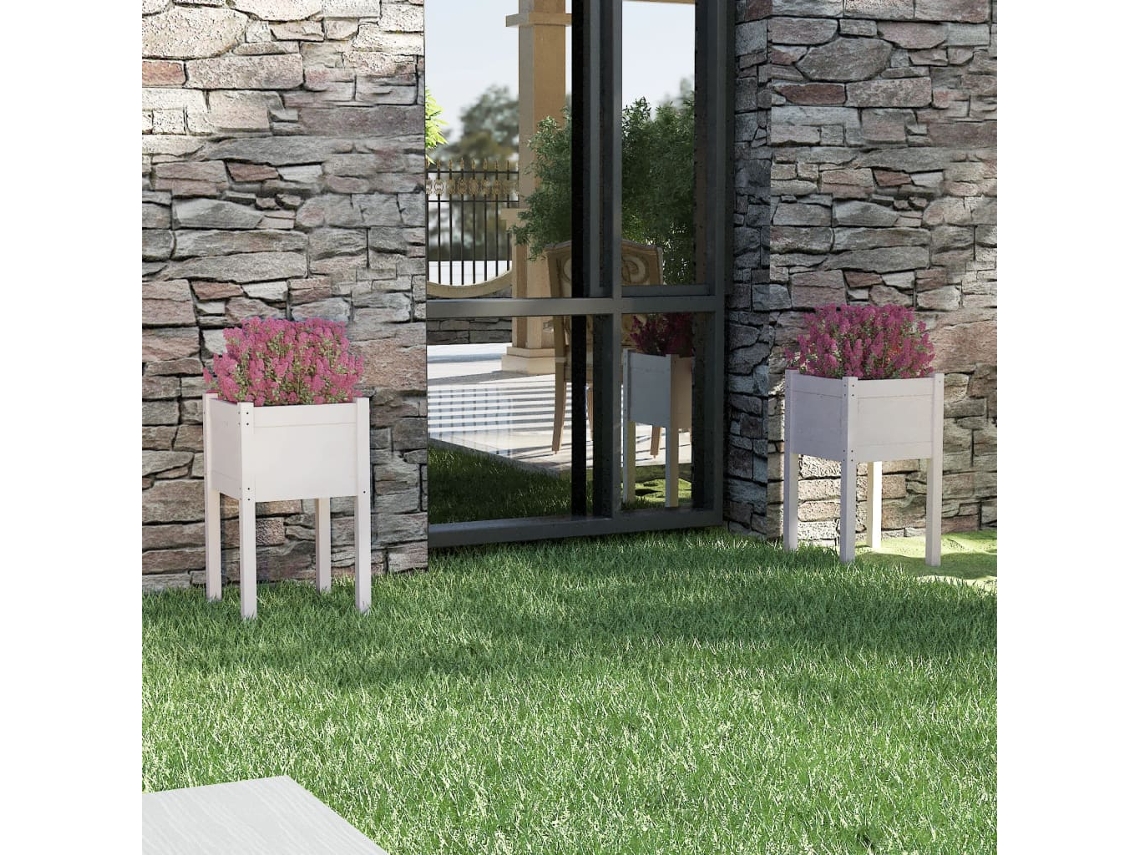 Vidaxl Vasos/floreiras De Jardim 2 Pcs 40x40x70 Cm Pinho Maciço Branco
