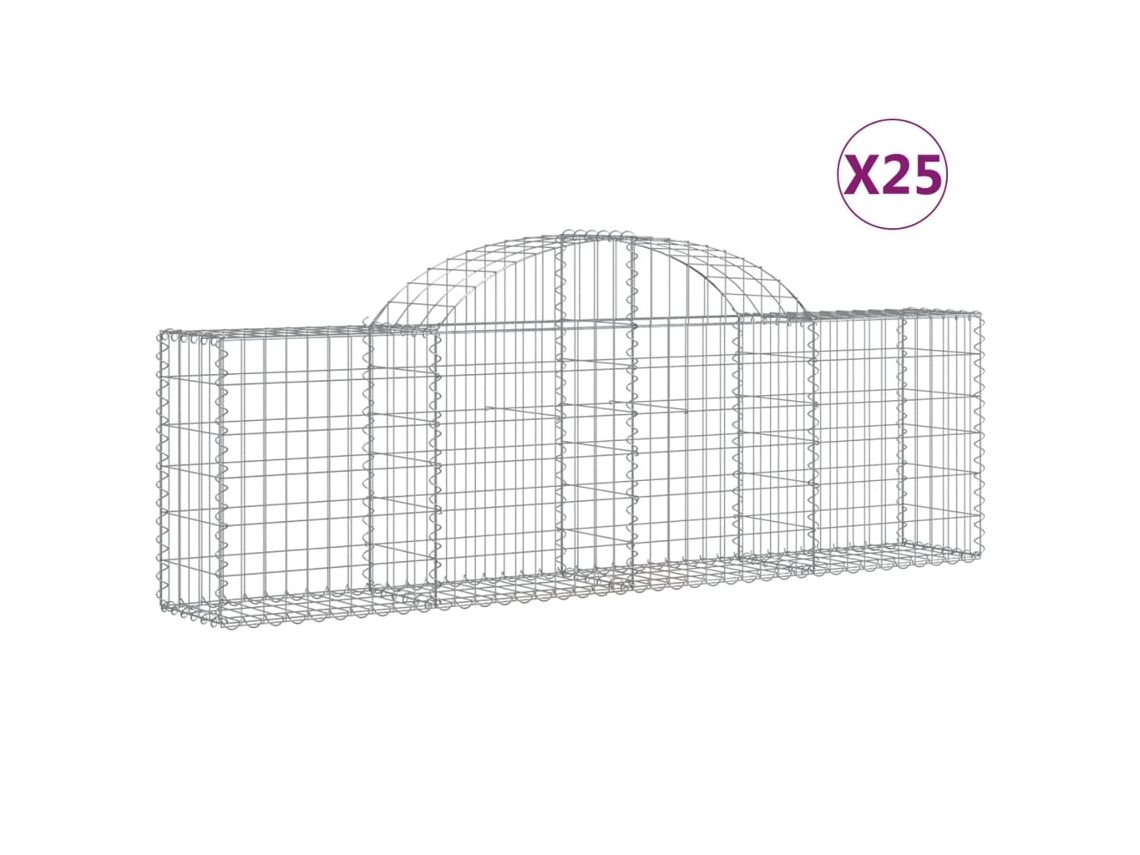 Gabion Basket, Gabion Baskets Vidaxl Prateado Ferro (200 X 30 X 60/80 Cm)