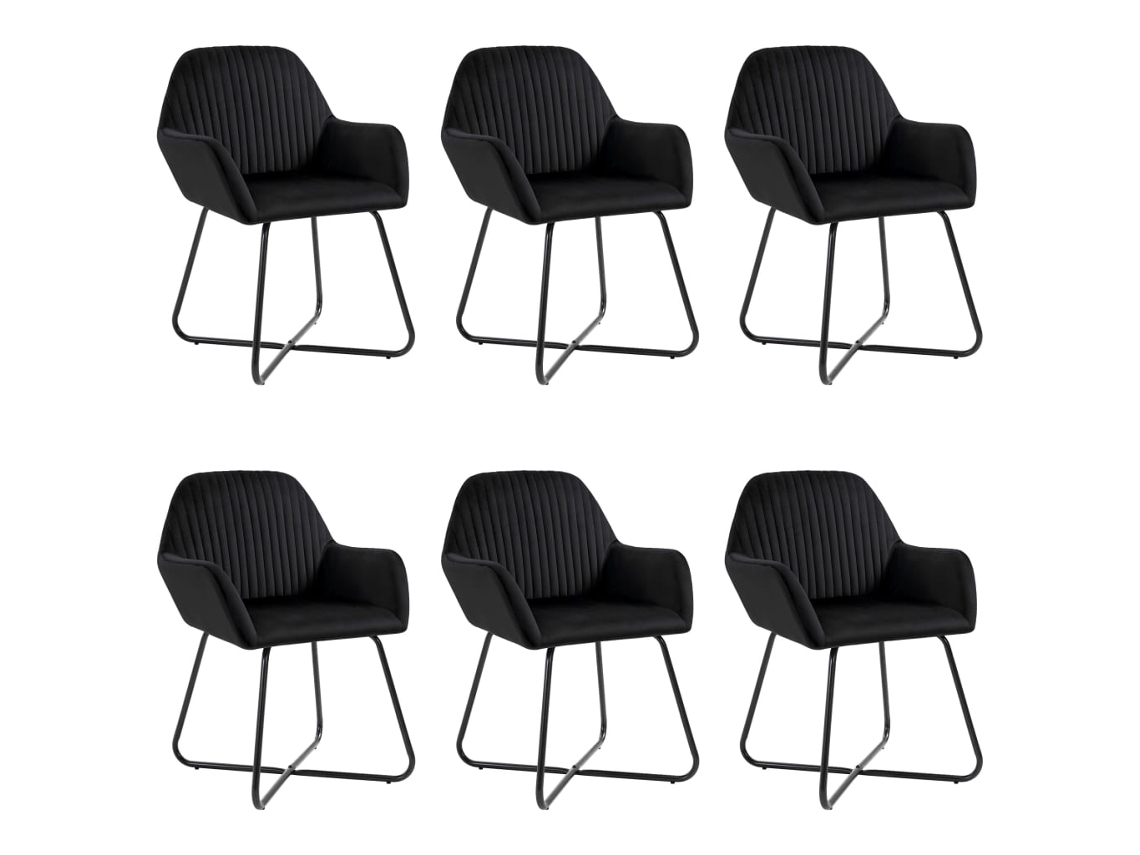 Vidaxl Cadeiras De Jantar 6 Pcs Veludo Preto