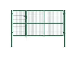 Vidaxl Portão De Jardim Com Postes 350x140 Cm Aço Verde.