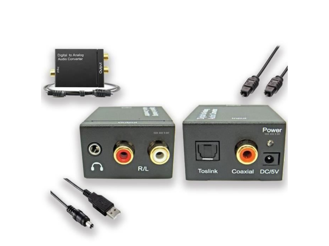 Conversor De Áudio Digital Td® Spdif Para Analógico Rca Conector De 3,5 Mm Preto Aquaforge