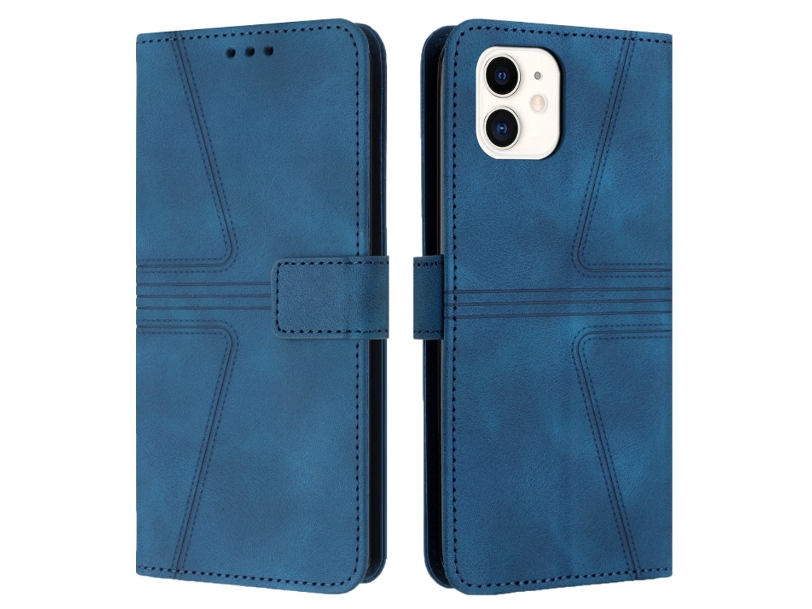 Capa De Couro Para Iphone 12 - Triangular - Cor Sólida