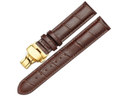 Pulseira de substituição em couro PU requintado para relógio masculino, fivela clássica em aço marrom de 16 mm.