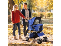 Carrinho De Passeio Dobrável Com Cesta Armazen. E Travão 75x45x97cm Azul